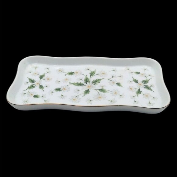 Vintage Lefton China Handpainted Daisy Vanity Tray Trinket Dish Porcelain 1986 - Picture 3 of 8